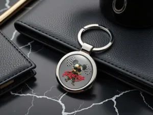 Custom Key Ring Photo Domed Metallic Look
